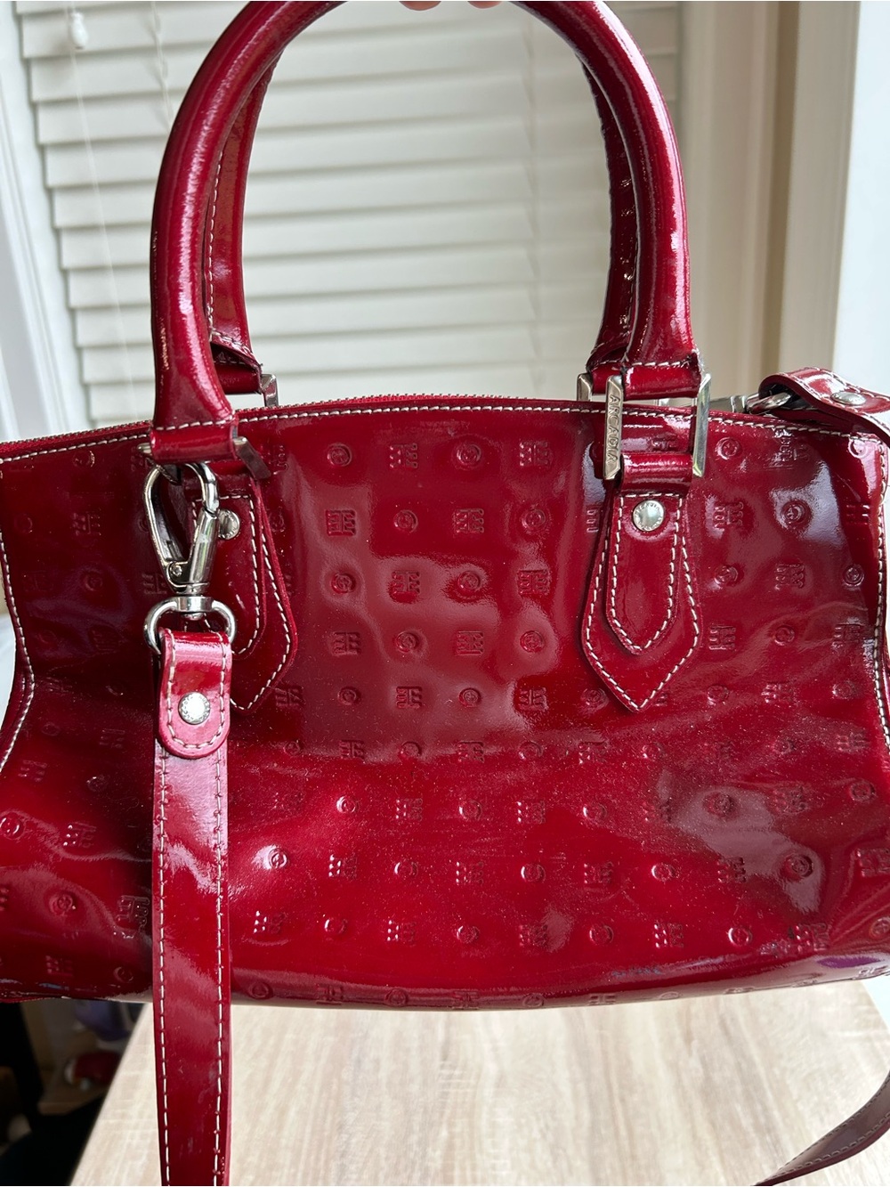 Arcadia Red Patent Leather Satchel Tote Crossbody